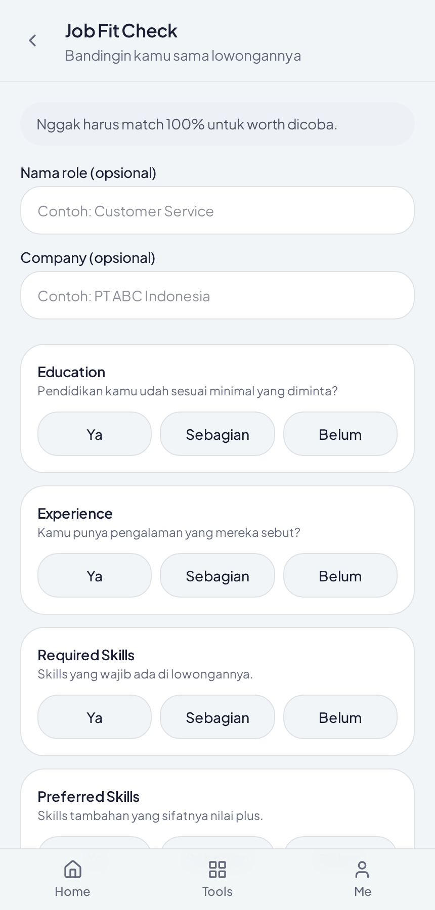 Layar Job Fit Check ReadyWork